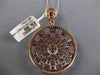 LARGE 4.11CT DIAMOND & AAA RUBY 14KT ROSE GOLD CIRCULAR SUNBURST FLOWER NECKLACE