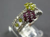 1.85CT WHITE & CANARY DIAMOND & AAA AMETHYST 14KT WHITE GOLD DOUBLE FLOWER RING