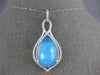 LARGE 10.28CT DIAMOND & AAA SKY BLUE SHELL QUARTZ 14KT WHITE GOLD LOVE PENDANT