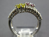 1.85CT WHITE & CANARY DIAMOND & AAA AMETHYST 14KT WHITE GOLD DOUBLE FLOWER RING