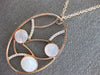 ESTATE LARGE .33CT DIAMOND & AAA MOTHER OF PEARL 14KT ROSE GOLD OVAL FUN PENDANT