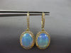 LARGE 8.13CT DIAMOND & AAA OPAL 14KT YELLOW GOLD 3D OVAL HALO HANGING EARRINGS