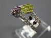 1.85CT WHITE & CANARY DIAMOND & AAA AMETHYST 14KT WHITE GOLD DOUBLE FLOWER RING