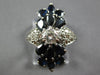 ESTATE 4.40CT DIAMOND & AAA SAPPHIRE 18KT WHITE GOLD MULTI LEAF ANNIVERSARY RING