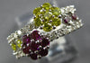 1.85CT WHITE & CANARY DIAMOND & AAA AMETHYST 14KT WHITE GOLD DOUBLE FLOWER RING