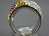 LARGE 2.45CT WHITE & CANARY DIAMOND & AAA RUBY 18KT 2 TONE GOLD FLOWER LOVE RING