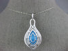 LARGE 10.28CT DIAMOND & AAA SKY BLUE SHELL QUARTZ 14KT WHITE GOLD LOVE PENDANT