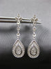 ESTATE .3CT DIAMOND 14KT WHITE GOLD 3D PAVE TEAR DROP FLOWER HANGING EARRINGS
