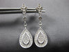ESTATE .3CT DIAMOND 14KT WHITE GOLD 3D PAVE TEAR DROP FLOWER HANGING EARRINGS