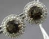 LARGE 2.50CT DIAMOND & AAA SMOKY TOPAZ 14KT YELLOW GOLD ROUND HALO STUD EARRINGS