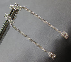 LARGE .66CT DIAMOND 18KT WHITE GOLD 3D PAST PRESENT FUTURE BAR HANGING EARRINGS