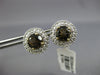 LARGE 2.50CT DIAMOND & AAA SMOKY TOPAZ 14KT YELLOW GOLD ROUND HALO STUD EARRINGS