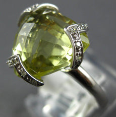 7.86CT DIAMOND & AAA LEMON QUARTZ 14K WHITE GOLD 3D TRILLION BUTTERFLY LOVE RING
