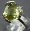7.86CT DIAMOND & AAA LEMON QUARTZ 14K WHITE GOLD 3D TRILLION BUTTERFLY LOVE RING