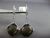 LARGE 20.14CT DIAMOND & AAA SMOKY TOPAZ 18KT WHITE GOLD CUSHION HANGING EARRINGS