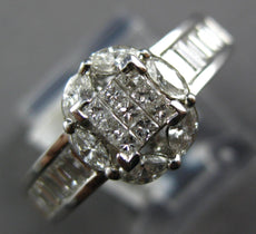 1.50CT DIAMOND 14KT WHITE GOLD 3D PRINCESS BAGUETTE & ROUND FLOWER PROMISE RING