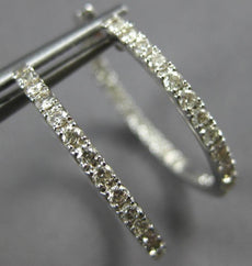 ESTATE 1.0CT DIAMOND 14KT WHITE GOLD 3D ROUND HOOP INSIDE OUT HANGING EARRINGS