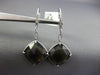 LARGE 20.14CT DIAMOND & AAA SMOKY TOPAZ 18KT WHITE GOLD CUSHION HANGING EARRINGS