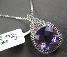 3.88CT DIAMOND & AAA AMETHYST 14KT WHITE GOLD 3D CUSHION HALO FILIGREE PENDANT