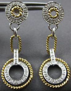 ESTATE .3CT DIAMOND 14KT 2 TONE GOLD 3D MULTI CIRCULAR HANGING FUN EARRINGS