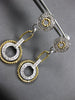 ESTATE .3CT DIAMOND 14KT 2 TONE GOLD 3D MULTI CIRCULAR HANGING FUN EARRINGS