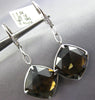 LARGE 20.14CT DIAMOND & AAA SMOKY TOPAZ 18KT WHITE GOLD CUSHION HANGING EARRINGS
