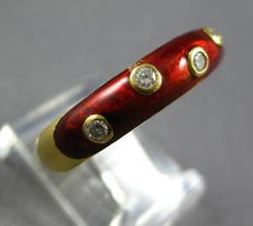 ESTATE .15CT DIAMOND & REED ENAMEL 18KT YELLOW GOLD ETOILE 5MM FUN RING