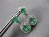.65CT DIAMOND & AAA EMERALD 14KT WHITE GOLD OVAL & ROUND FLOWER HANGING EARRINGS