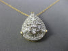 ESTATE 1.0CT DIAMOND 14KT YELLOW GOLD ROUND & BAGUETTE CLUSTER TEAR DROP PENDANT