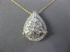 ESTATE 1.0CT DIAMOND 14KT YELLOW GOLD ROUND & BAGUETTE CLUSTER TEAR DROP PENDANT