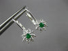 ESTATE .53CT DIAMOND & EMERALD 14KT WHITE GOLD FLOWER LEVERBACK HANGING EARRINGS