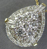 ESTATE 1.0CT DIAMOND 14KT YELLOW GOLD ROUND & BAGUETTE CLUSTER TEAR DROP PENDANT