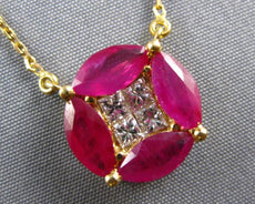 3.8CT DIAMOND & AAA RUBY 14KT YELLOW GOLD PRINCESS MARQUISE BY THE YARD NECKLACE