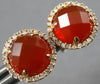ESTATE 2.81CT DIAMOND & AAA CARNELIAN 14KT ROSE GOLD 3D ROUND HALO STUD EARRINGS