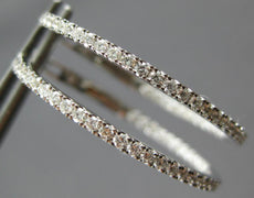 ESTATE .65CT DIAMOND 18KT WHITE GOLD 3D CLASSIC INSIDE OUT HOOP HANGING EARRINGS