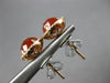 ESTATE 2.81CT DIAMOND & AAA CARNELIAN 14KT ROSE GOLD 3D ROUND HALO STUD EARRINGS