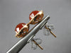 ESTATE 2.81CT DIAMOND & AAA CARNELIAN 14KT ROSE GOLD 3D ROUND HALO STUD EARRINGS