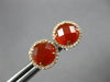 ESTATE 2.81CT DIAMOND & AAA CARNELIAN 14KT ROSE GOLD 3D ROUND HALO STUD EARRINGS