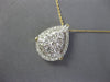 ESTATE 1.0CT DIAMOND 14KT YELLOW GOLD ROUND & BAGUETTE CLUSTER TEAR DROP PENDANT