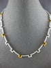 5.80CT WHITE & CANARY DIAMOND 18KT TWO TONE GOLD ETERNITY SQUARE TENNIS NECKLACE