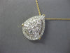 ESTATE 1.0CT DIAMOND 14KT YELLOW GOLD ROUND & BAGUETTE CLUSTER TEAR DROP PENDANT