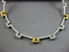 5.80CT WHITE & CANARY DIAMOND 18KT TWO TONE GOLD ETERNITY SQUARE TENNIS NECKLACE