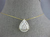 ESTATE 1.0CT DIAMOND 14KT YELLOW GOLD ROUND & BAGUETTE CLUSTER TEAR DROP PENDANT
