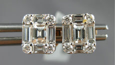 ESTATE .65CT DIAMOND 18KT ROSE GOLD 3D ROUND & BAGUETTE INVISIBLE STUD EARRINGS