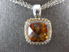 13.3CT DIAMOND & AAA YELLOW SAPPHIRE & CITRINE 18KT WHITE GOLD SQUARE PENDANT