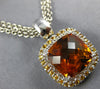 13.3CT DIAMOND & AAA YELLOW SAPPHIRE & CITRINE 18KT WHITE GOLD SQUARE PENDANT