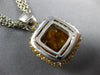 13.3CT DIAMOND & AAA YELLOW SAPPHIRE & CITRINE 18KT WHITE GOLD SQUARE PENDANT