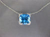 3.03CT DIAMOND & AAA BLUE TOPAZ 14K WHITE GOLD CUSHION & ROUND FILIGREE NECKLACE