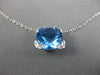 3.03CT DIAMOND & AAA BLUE TOPAZ 14K WHITE GOLD CUSHION & ROUND FILIGREE NECKLACE