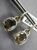 6.15CT DIAMOND & AAA SMOKY TOPAZ 14KT YELLOW GOLD 3D OVAL HALO HANGING EARRINGS